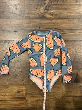 Tea Collection Gray Long-Sleeve Rashguard with Watermelon Print